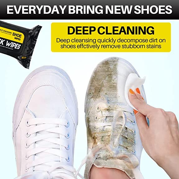 Natural Sneaker & Shoe Cleaner Wipes - 1 Packs of 80 - Portable Sneakers Cleaner Shoe Wipes Quickly Remove Dirt & Stains
